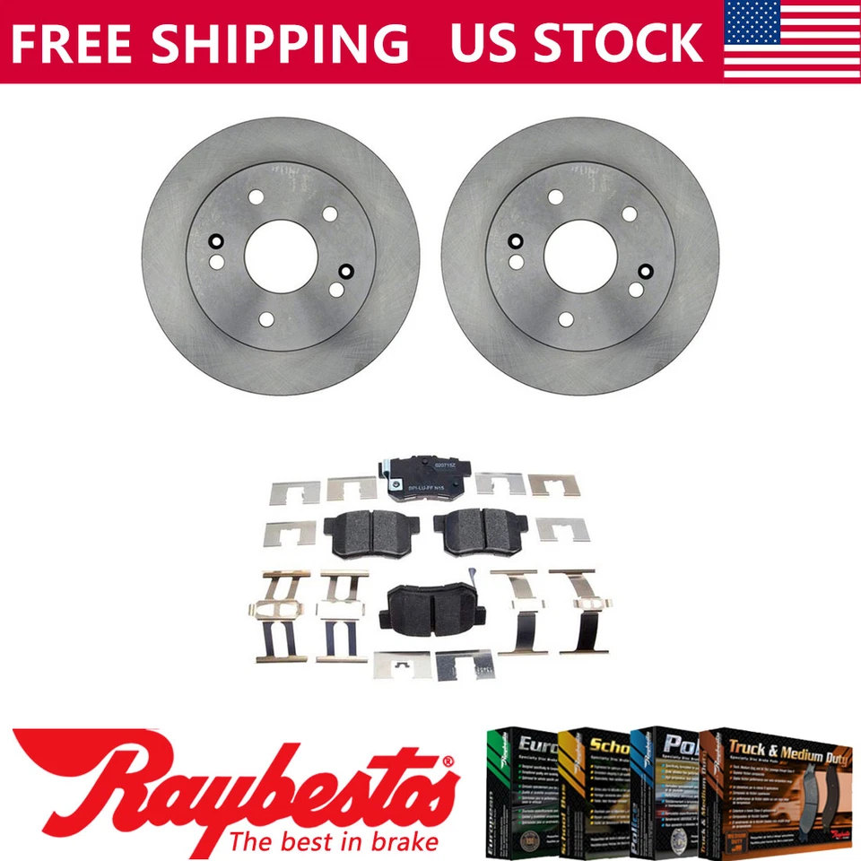 Kit de rotores de freno traseros + pastillas de cerámica y herrajes para Honda Prelude 1997-2001 Foto 1 de 4