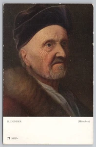 Retrato de un anciano por B. Denner, Galería de Munich c1940 postal artística - Imagen 1 de 2