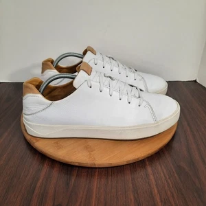Olukai Lae'ahi li 'ili Mens 10.5 Shoes Bright White Leather Relaxed Heel Sneaker - Picture 1 of 11