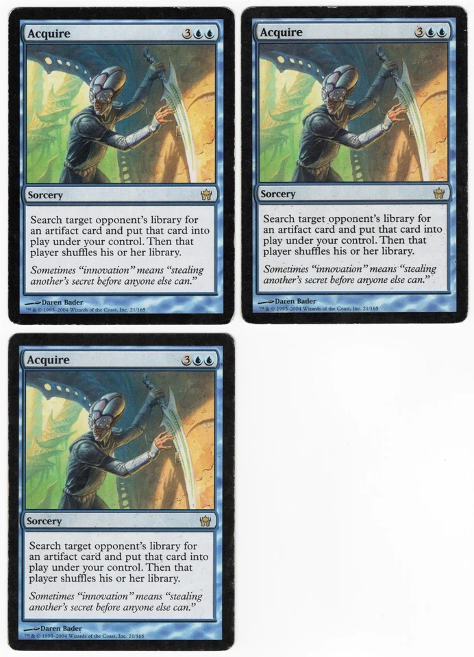 Acquire x3 3x 2004 Fifth Dawn Blue Rare Sorcery MTG MP AZ3 - Image 1 of 2