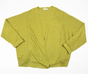 Eileen Fisher maglione cardigan lino donna piccolo verde aperto davanti Chartreuse - Foto 1 di 10