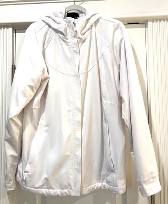 Jaqueta feminina Kirkland Signature branca macia forrada de pelúcia com capuz GG aconchegante - Imagem 1 de 4