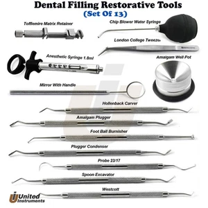Basic Dental Filling Restorative Tools Kit Amalgam Westcott Pluggers Condensers  - Picture 1 of 12