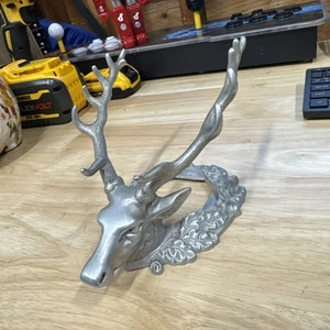 Antique Cast Aluminum Stag Head - Picture 1 of 19