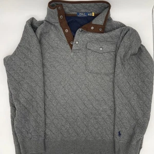 POLO Ralph Lauren 2XLT Sweatshirt Gray Quilted 1/4 Snap Hunting Fast Shipping - Picture 1 of 7