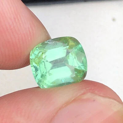 2.80 CT Natural Cushion Cut Sea Green Color Tourmaline Gemstone From Afghanistan - Image 1 of 4