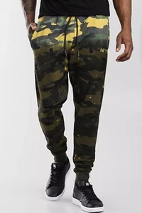 Eleven Paris Acid Green Camo Distressed Jogger Sweatpants, Size L - Picture 1 of 6
