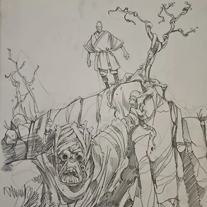 MACE WINDU vs TUSKEN RAIDER by Kagan McLeod, Original Art 12"x14" STAR WARS 2003 - Picture 1 of 15