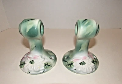 Toallero de porcelana Magnolia vintage con diseño de magnolia rosa y verde   Foto 1 de 4
