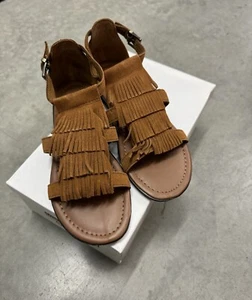 NIB Minnetonka Womens Maui Fringe Leather Sandal Moccasin Suede Brown SZ 7 - Picture 1 of 6