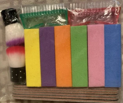 Kit de limas y tampones de uñas, 100/180 tablas de esmerilado de grano/2 cepillos ¡NUEVO! Foto 1 de 4