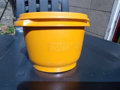 Tupperware barattolo/contenitore caffè istantaneo. Arancione. Retrò. - Immagine 1 di 4