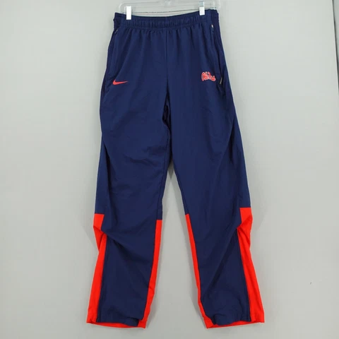 Ole Miss Rebels Warm Up Trackpants Size Large Navy Red Zip Ankle Nike DRI FIT * Cover