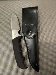 Kershaw 1030TF Japan Hunter Fixed Blade Knife Black Leather Sheath Nice! - Picture 1 of 10