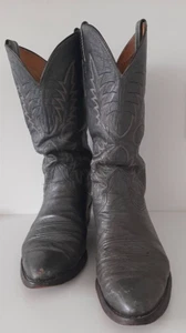 Nocona Black Brown Leather Western Cowboy Boots Mens size 10D Mid Calf Vintage - Picture 1 of 22
