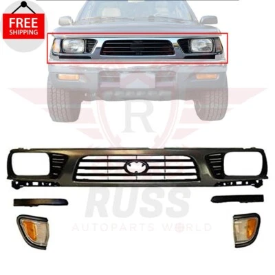 New Front Grille Gray Filler Park Signal Light 5pc For 1995-97 TOYOTA TACOMA 4WD - Image 1 of 4