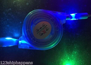 3ft RETRACTABLE LED light charger usb cable FOR apple iPhone 7 6 6s plus 5 5S 5C - Picture 1 of 13
