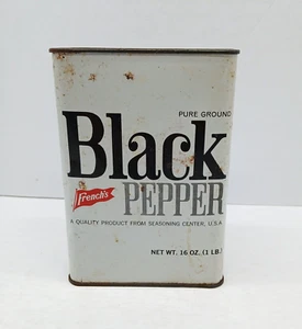 Pimienta negra francesa vintage grande 16 oz lata de metal vacía - Imagen 1 de 7