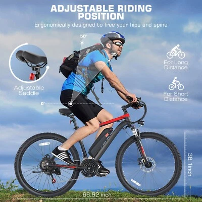 Bicicleta eléctrica de 26 pulgadas Bicicleta eléctrica de montaña 500 W 48 V Cruiser Ebike Pantalla LCD 20 mph Foto 1 de 4