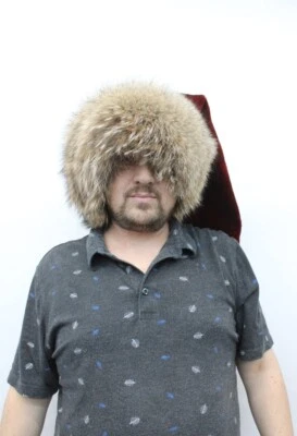 BRAND NEW RED SHEARED BEAVER & COYOTE FUR SANTA HAT MEN MAN SIZE ALL - Image 1 of 4
