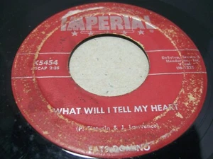 FATS DOMINO- WHAT WILL I TELL MY HEART- 1957 7" SINGLE 45, IMPERIAL X5454 (VG-) - Picture 1 of 2