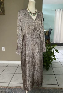 NWOT MaxMara Gown Dress 12 Large 100% Silk V Neck Long Sleeve Maxi Animal Print - Picture 1 of 14
