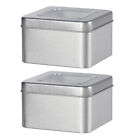 2pcs Metal Hinged Tin Box Container - Rectangular Gift & Storage Boxes