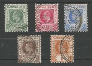 ISLAS CAYMAN SG3-7 EL 1903 EVII JUEGO DE 5 GATO MUY FINO USADO £225 - Imagen 1 de 2
