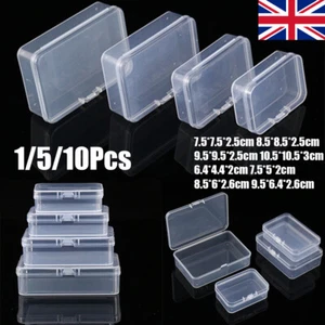 Storage Box Rectangular Plastic Transparent With Lid Container Case Holder UK - Picture 1 of 21