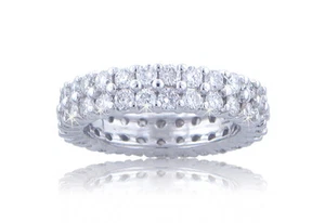 3.00 Ct. TW Round Diamond Double Wide Eternity Wedding Band - Picture 1 of 3