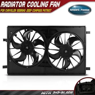 Dual Radiator Fan Assembly w/ Shroud for Chrysler Sebring Jeep Compass Patriot - Image 1 of 4