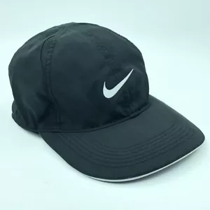Nike Unisex Featherlight Aerobill Black Strapback Swoosh Hat - Picture 1 of 7