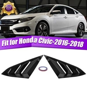 2x Quarter Window Louver Cover Trim Gloss Black For Honda Civic 2016+ Side Vent - Bild 1 von 8