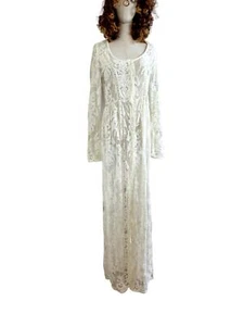 MINKPINK Lace Maxi Dress/Jacket | Button Down, White, Maxi, Long Sleeve, Sz M - Picture 1 of 8