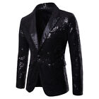 Men New Tuxedo Suit Gentleman One Button Dance Bling Sequins Coat Blazer Jacket
