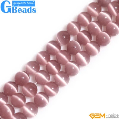 Cuentas redondas ojo de gato creadas en laboratorio colores surtidos envío gratuito filamento 14" Foto 1 de 4