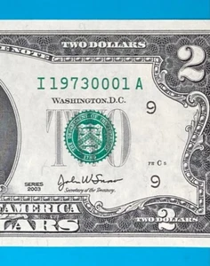 1973 January : I 19730001 A YEAR / MONTH $2 Two Dollar Bill *UNC* - Picture 1 of 3