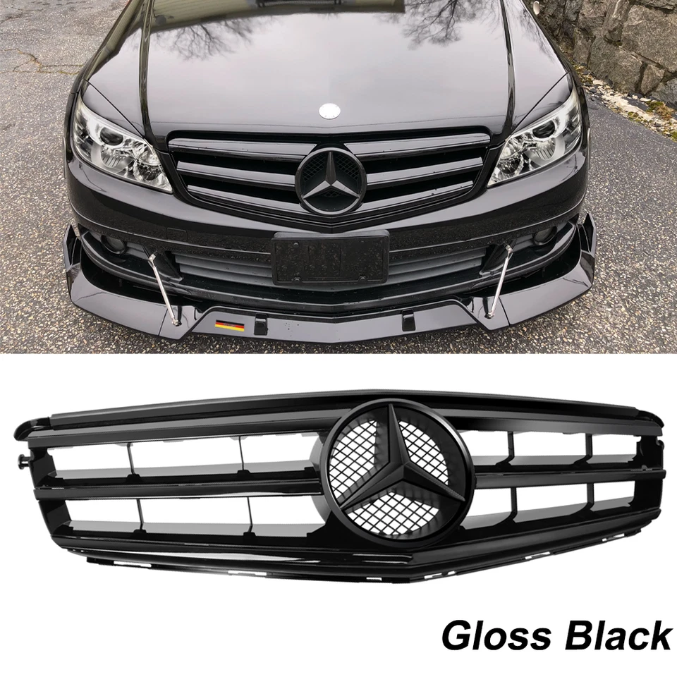 Black Sport Grill w/Emblem For 2008-2014 Mercedes Benz W204 C300 C350 Grille Foto 1 de 4