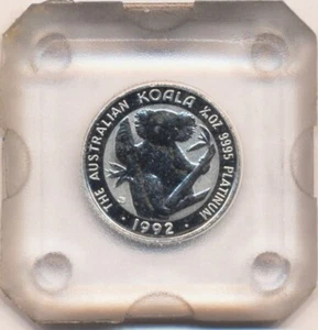 1/20 oz 5$ Australien Platinmünze Koala 1992 in Originalkapsel BU, Ko0511 - Picture 1 of 2