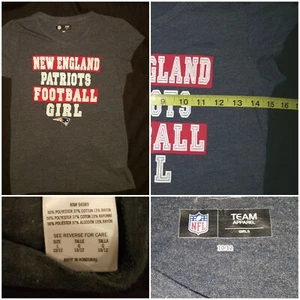 New England Patriots Official NFL Apparel Kids Youth Girls Size L 10-12 T-Shirt - Picture 1 of 7