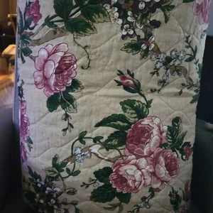 Pottery Barn Adelise Floral Cotton Linen Reversible F/Q Quilt French Country - Picture 1 of 3