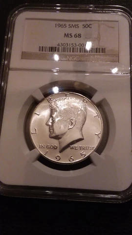 1965 SMS NGC MS 68 SILVER JFK HALF - DAZZLING BLAST WHITE SPOTLESS -NEAR PERFECT Cover