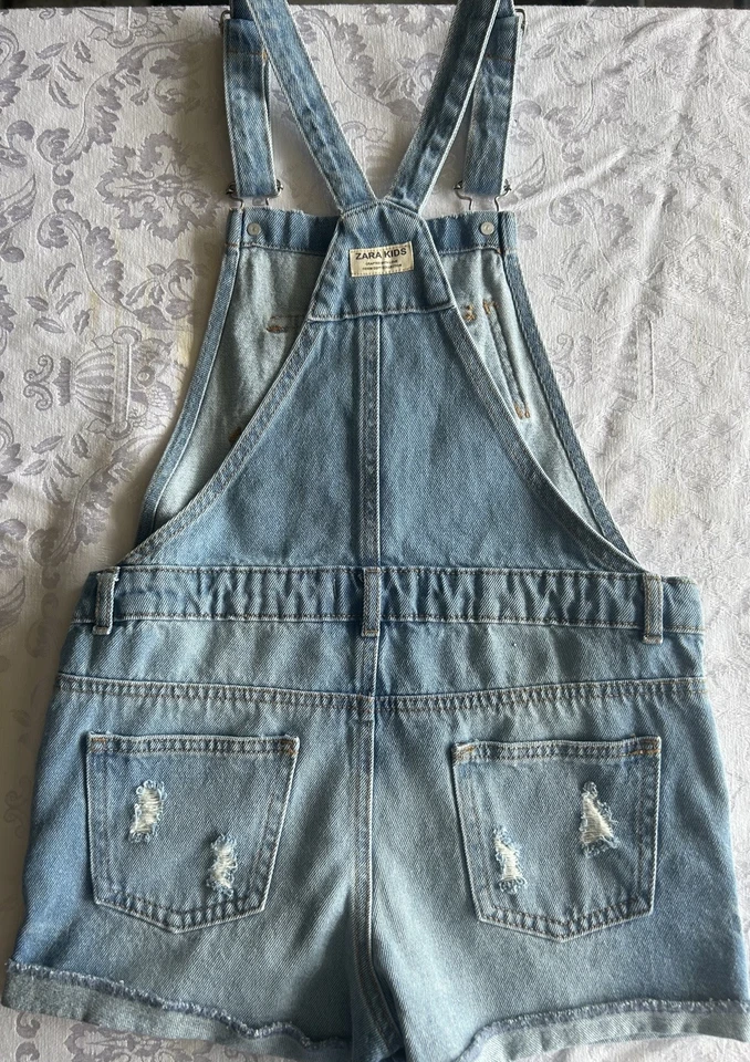 ZARA NIÑOS NIÑAS 13-14 MONO VAQUERO DESGASTADO MAMELUCO DE UNA PIEZA Foto 1 de 3