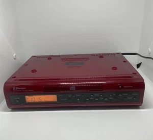 Emerson Under Cabinet CD Stereo Clock Radio Red CKD1612 Tested No Remote - Picture 1 of 12