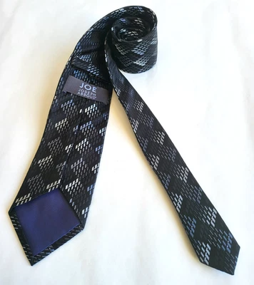 "Corbata para hombre Joe Joseph Abboud 100 % seda negra azul patrón geométrico 60,5"" de largo" Foto 1 de 4