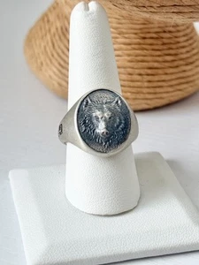David Yurman Herren Petrvs Wolf Siegelring Sterlingsilber Größe 9 - Bild 1 von 4