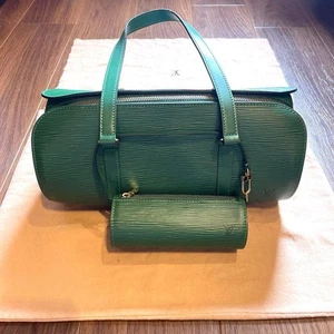 Louis Vuitton Soufflot Hand Bag Epi Leather Green MI0995 With Pouch From Japan ! - Picture 1 of 12