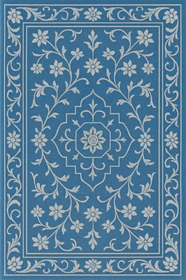 Hand Tufted Wool Area Rug: Traditional Blue Floral Medallion, Handmade Carpet - Image 1 of 4