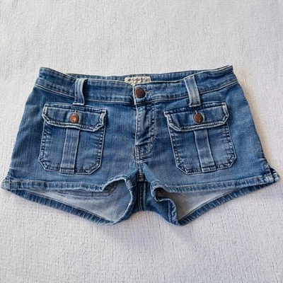 Y2K Vintage Abercrombie & Fitch Micro Denim Shorts Sz 6 Blue Jean Stretch - Image 1 of 4