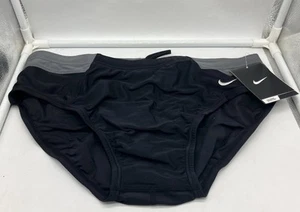 NEW NIKE Men's PERFORMANCE Victory Colorblock Black/Gray Brief Swimwear Sz 36 - Picture 1 of 5